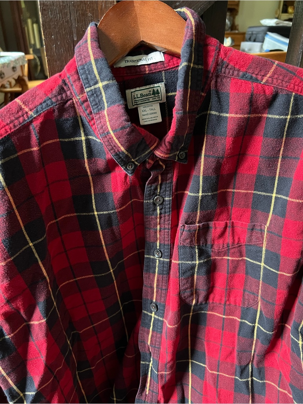L.L. Bean Red Plaid Button-Down Shirt
